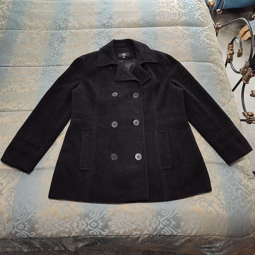 Calvin Klein charcoal double breasted pea coat, Excellent used cond., size XL